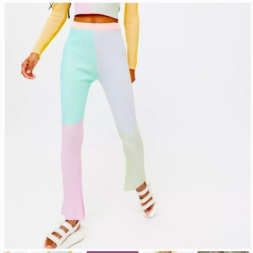 Ragged priest knit colorblock boho pant spring urban outfitters pink free people
